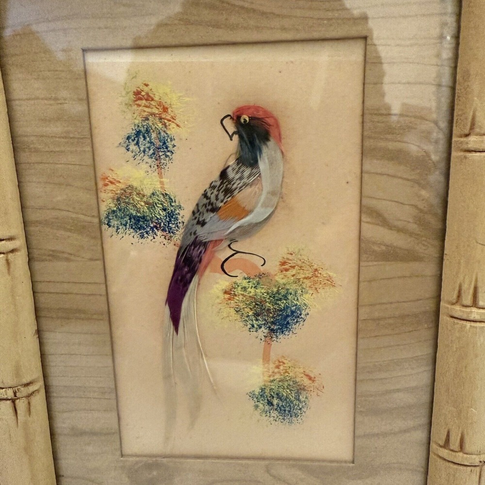 Feather Art Watercolor Bird Vintage Mexico‎ Famed 8" x 6" Vintage Tropical